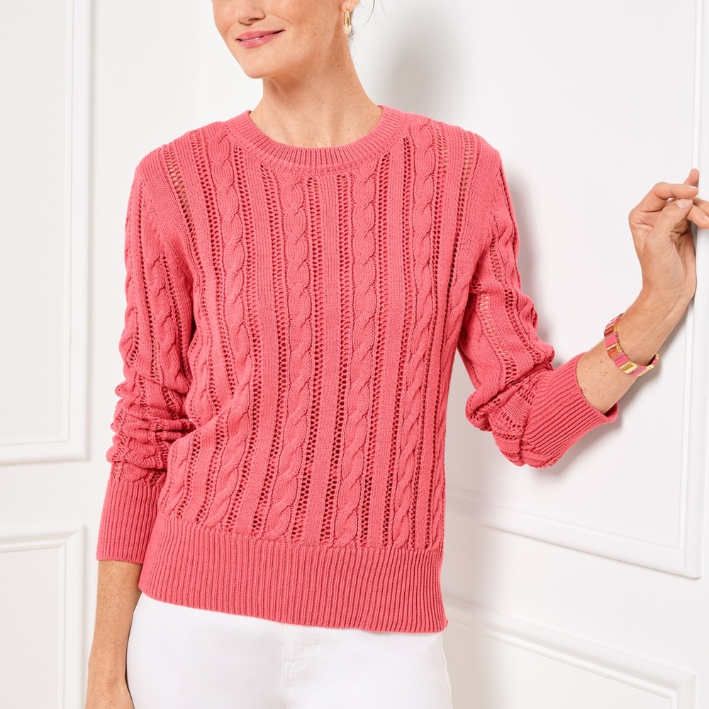 Talbots Coral Cable Knit Sweater